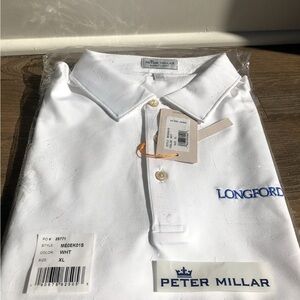 Peter Millar White Polo Shirt Performance Fabric